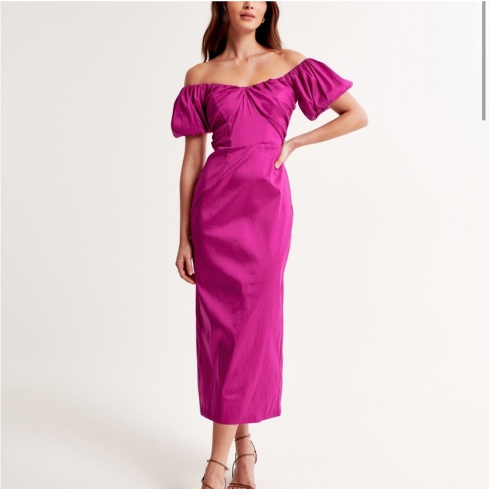 Abercrombie Tafetta Off The Shoulder Midi Dress